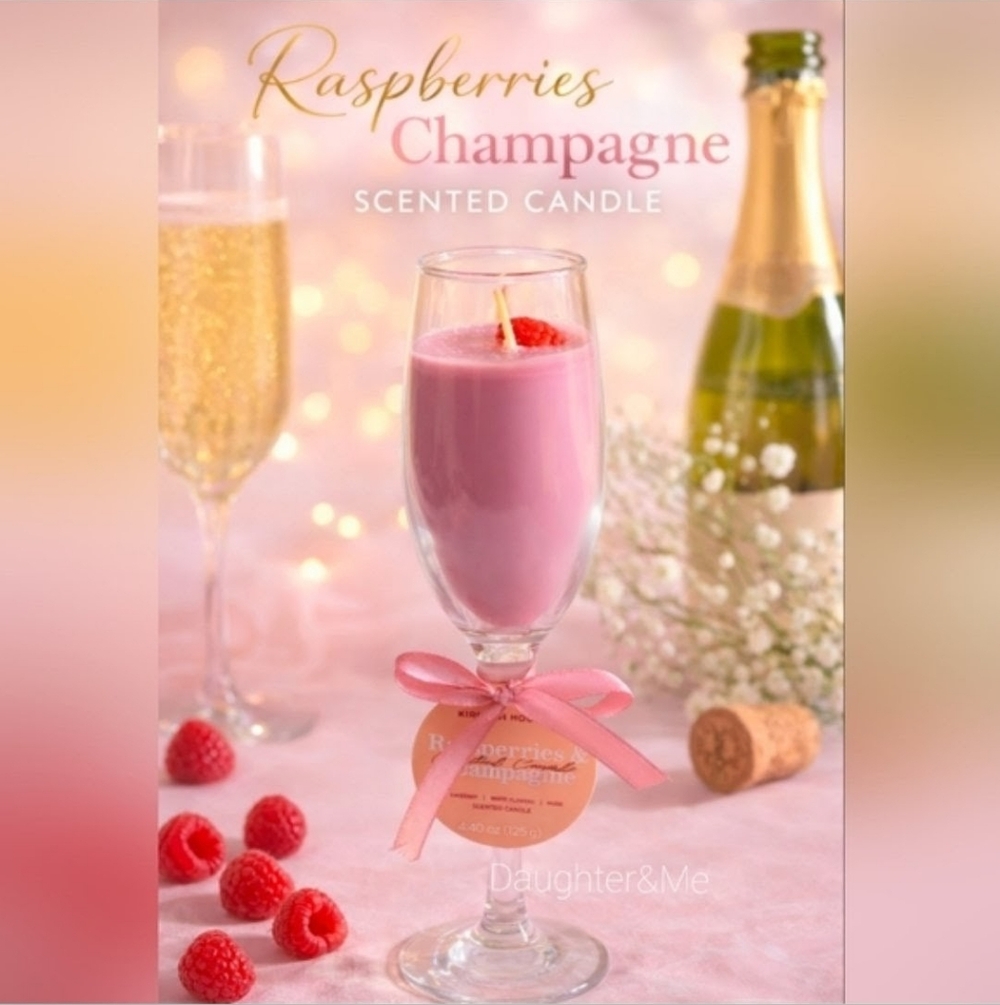 Raspberry Champagne Glass Scented Candle PERFECT MOTHER'S DAY GIFT